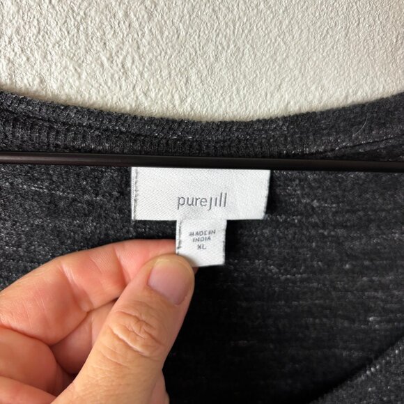 Pure Jill Heathered Black Short Sleeve Pocket Tunic Dress XL - Picture 2 of 6